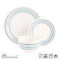 16PCS Abendessen Set Iwth Einfache Streifen Design Creme Farbe